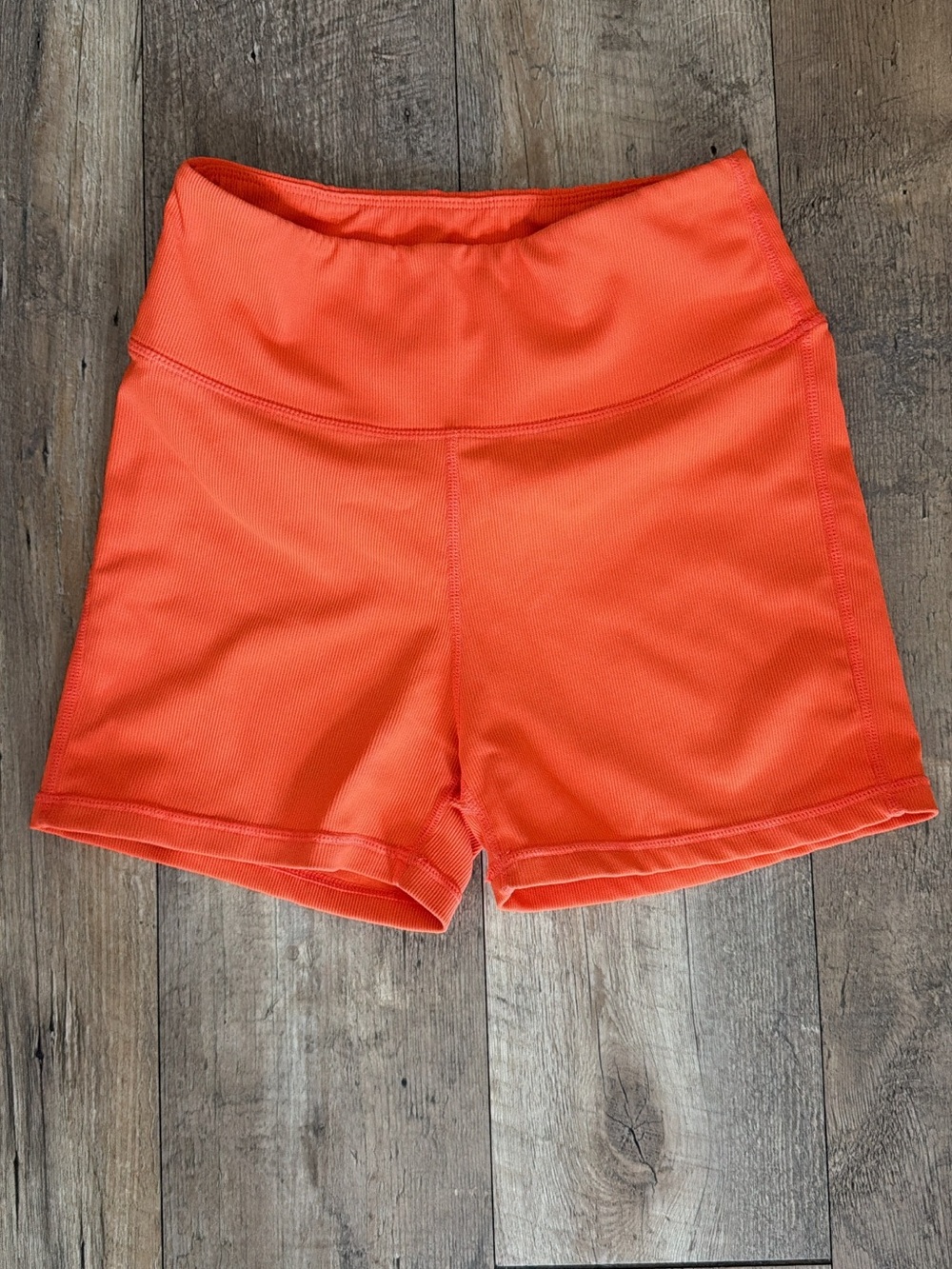 Anthropologie  Women's High-Waist Orange Ribbed Biker Shorts